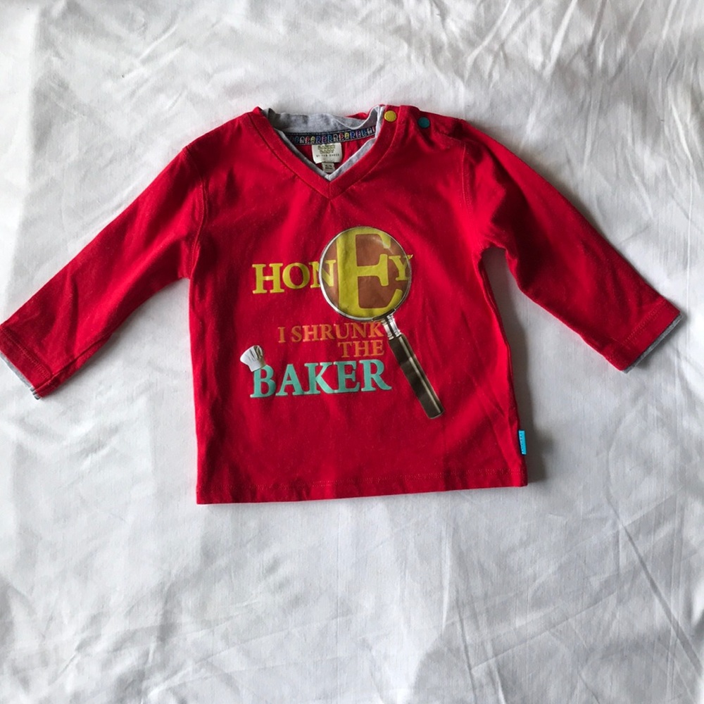 Ted Baker boys red graphic top sz 6-9 moths